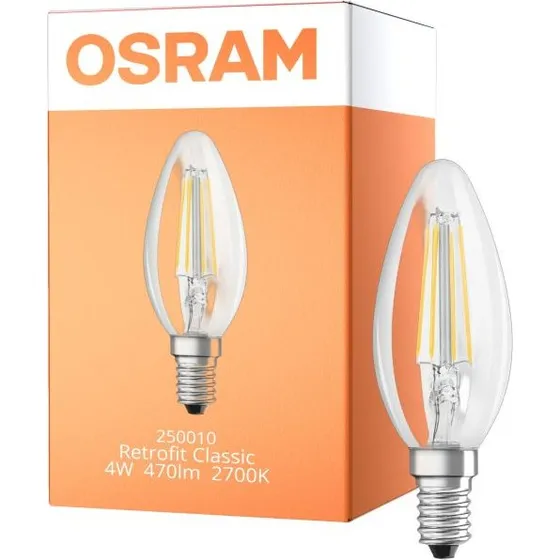 Osram Classic LED E14 Bougie Filament 4W Blanc Très Chaud
