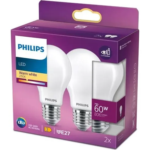 Philips LED E27 7W 2700K Opale x2