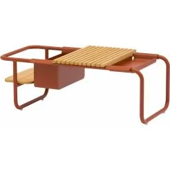 PROLOISIRS SUNSET Table basse aluminium époxy teck FSC graphite 101 x 46,5 cm
