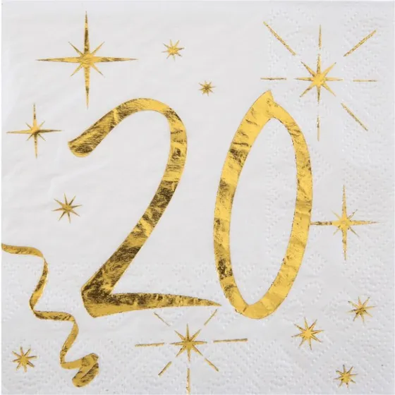 Serviettes en Papier 20 Ans Or 25 cm x20