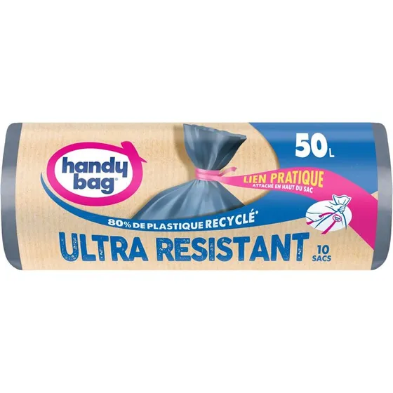 Handy Bag Sacs Poubelle 50L Liens Pratiques 10x