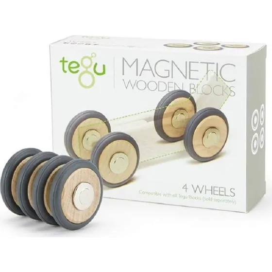 Tegu - Set de 4 roues en bois magnétiques