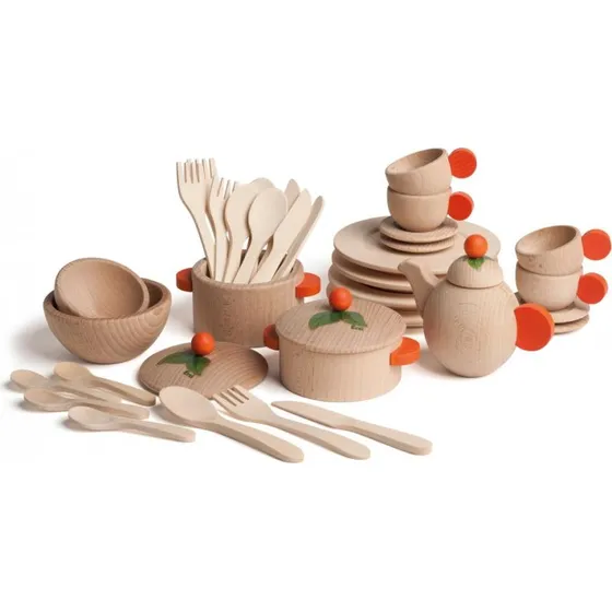 Erzi Set de vaisselle naturel 36 pcs