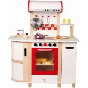 Hape Cuisine Multifonction en Bois Rouge et Blanc