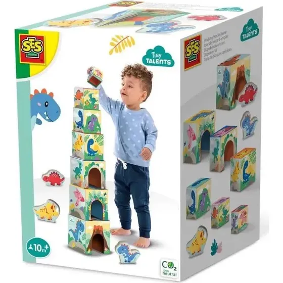 SES Creative Tour de Blocs Dinosaures en Bois