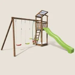 Soulet Happy Slide 150 - Aire de jeux bois avec toboggan et bac à sable