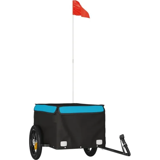 vidaXL Remorque de vélo noir et bleu 30 kg fer