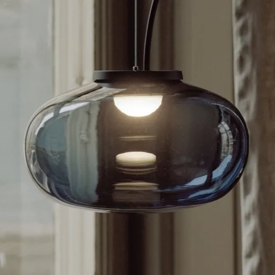 New Works Karl-Johan Small Suspension en Verre Fumé Ø23 cm