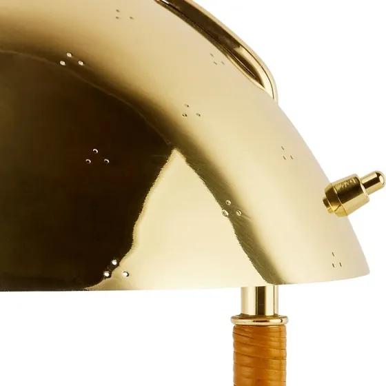 GUBI Lampe de Table 9209 en Laiton Poli et Rotin