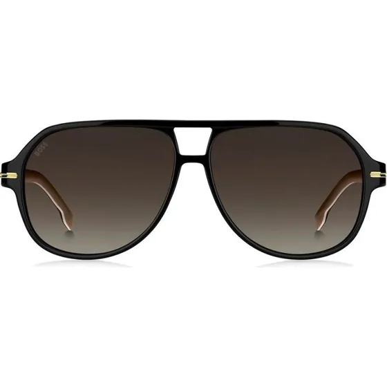 Boss 1507/S Lunettes de Soleil Homme Carrées Noir et Marron Dégradé