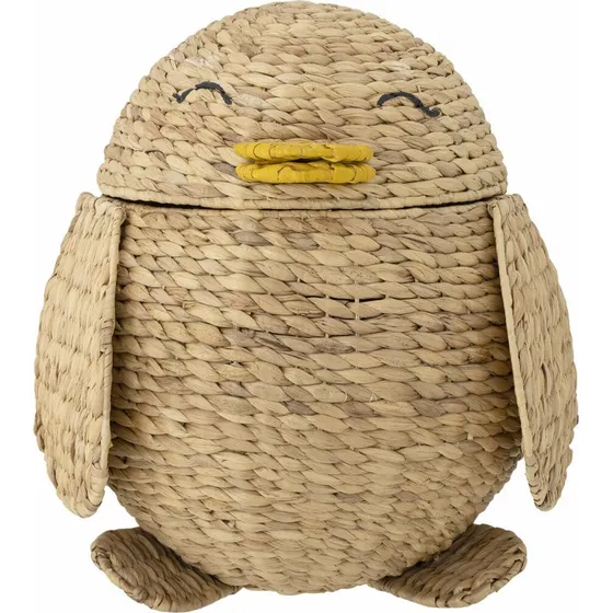 Bloomingville MINI Pingo Mand, Panier en jacinthe d'eau marron avec couvercle