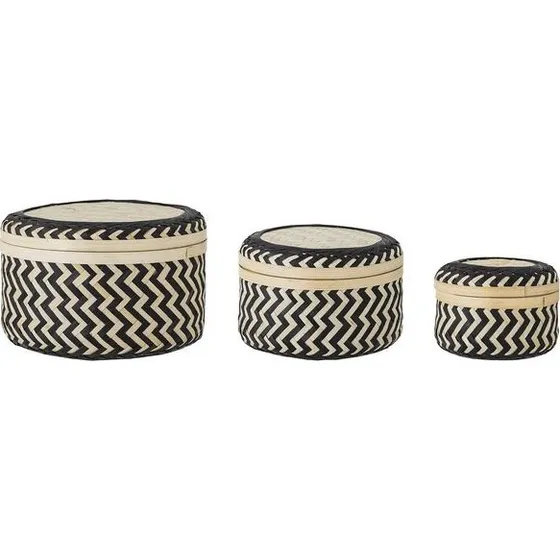 Bloomingville Jacob Mand avec couvercle, noir, bambou