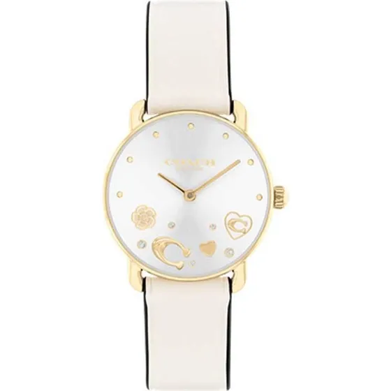 Coach Montre Femme Elliot Cuir Blanc 28 mm 14504305