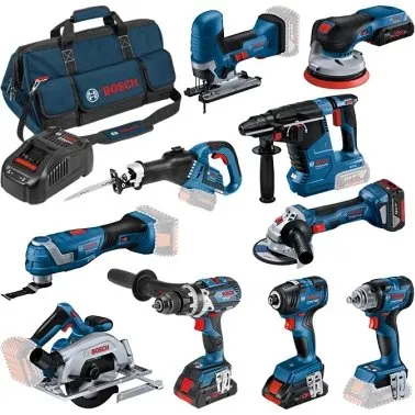 BOSCH Pack 10 outils 18V + 3 batteries 5Ah
