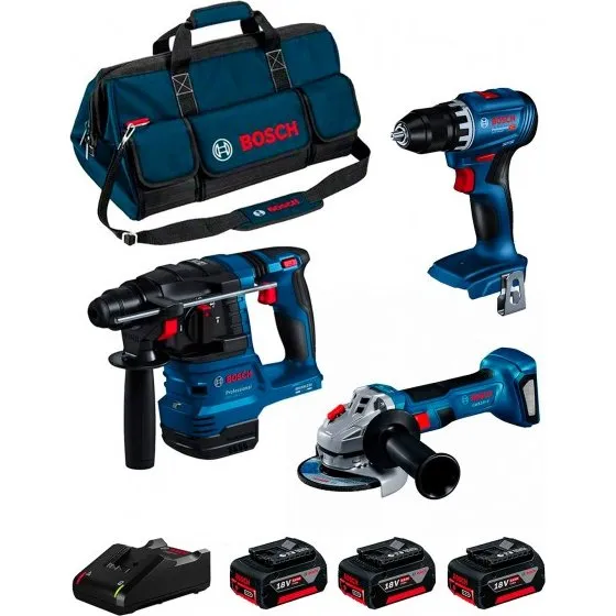 Bosch Pack 3 Machines 18V + 3x4Ah + Chargeur + Sac