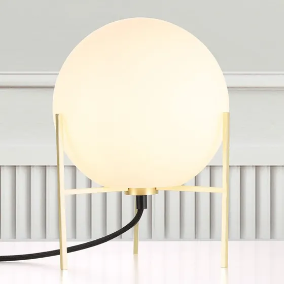 Nordlux Lampe à poser Alton, blanc et laiton, abat-jour en verre