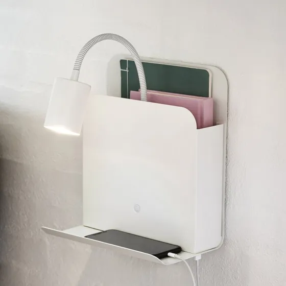 Nordlux Applique Murale Roomi Blanche - Design Moderne avec Tablette et USB