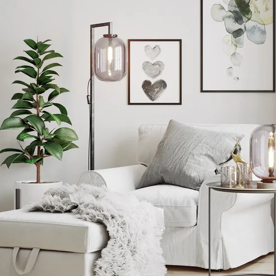 Lampadaire Rydéns Leola en verre gris fumé et métal noir