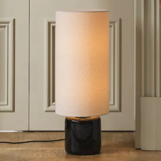 Globen Lighting Lampe sur pied Florian, Bouclé blanc/noir, 80 cm