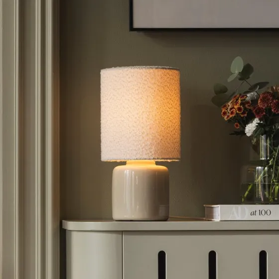 Globen Lighting Lampe de table Florian, blanc/beige, 39 cm