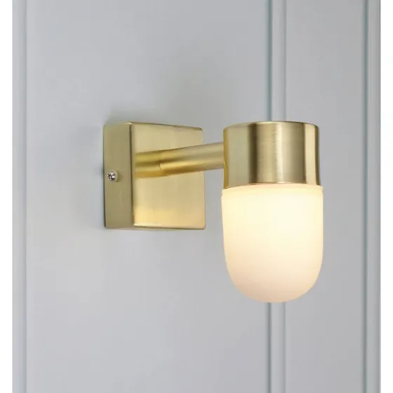 Markslöjd Applique Murale Menton Dorée et Verre Opale IP44