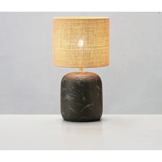 Markslöjd Lampe à poser Montagna, Béton et Jute, Noir/Naturel