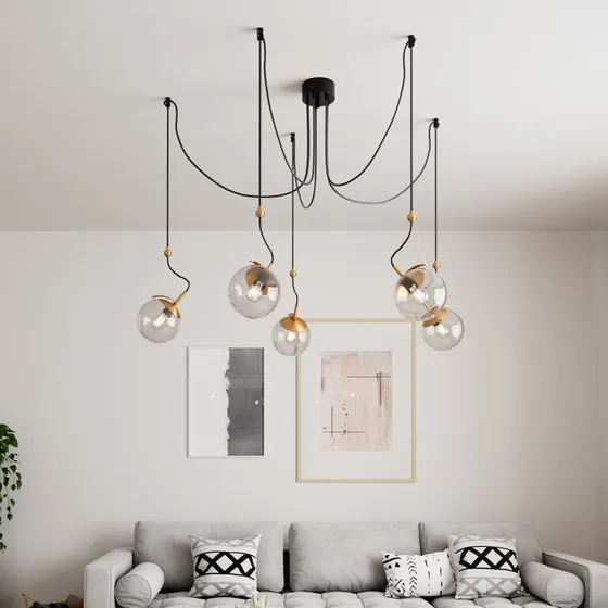 Rydéns Carry 5 Suspension Verre Gris - Lampe Décentrée