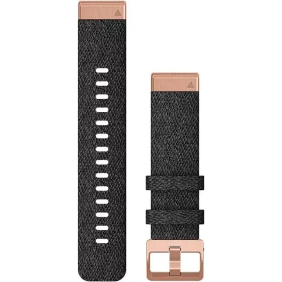 Bracelet Garmin QuickFit 20 en Nylon Noir Chiné avec Détails Dorés