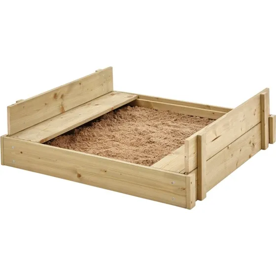 TP TOYS Bac à sable bois FSC® avec bancs intégrés 90x100x27 cm
