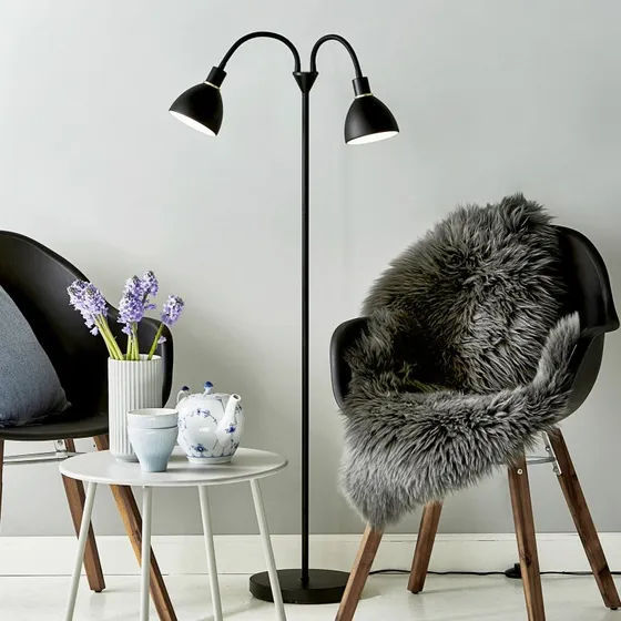 Nordlux Lampadaire Ray Black - Double Lampes - Noir