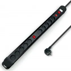 EcoPower Multiprise 10 Prises 2 Interrupteurs avec Parasurtenseur