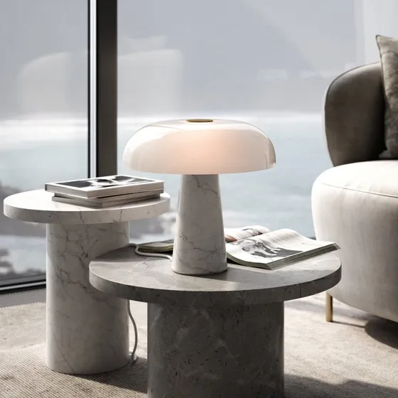 Nordlux DFTP Glossy Lampe à poser en marbre et verre opale
