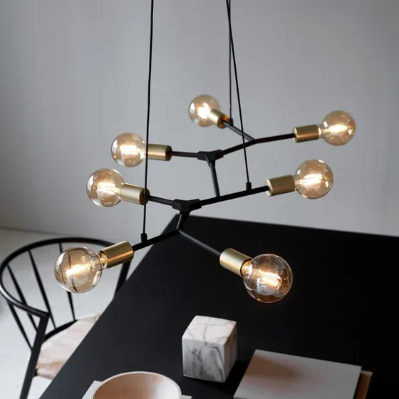 Nordlux Josefine 7 Suspension Noire et Laiton - Moderne