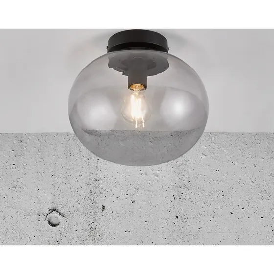 Nordlux Alton Plafonnier en Verre Fumée et Noir - Ø 27,5 cm