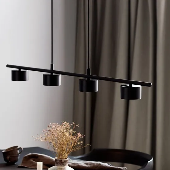 Nordlux Suspension LED Clyde, 4 lampes, Noir, Design Scandinave