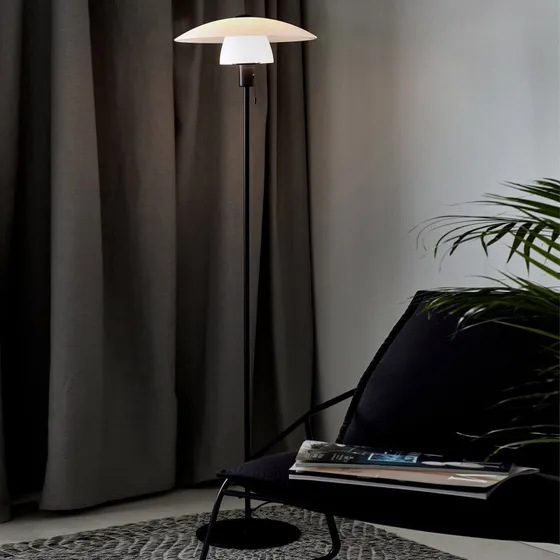 Nordlux Lampadaire Verona - Abat-jour en verre opale blanc et noir