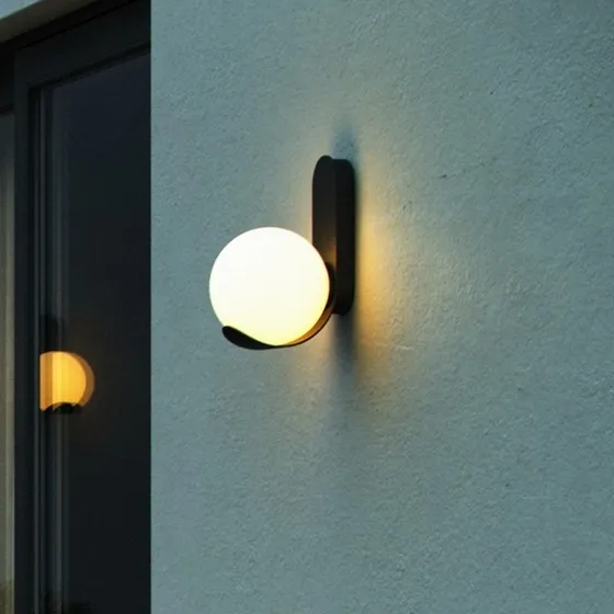 Nordlux Applique Extérieure Dalius, Noir et Blanc Opale, Art Déco
