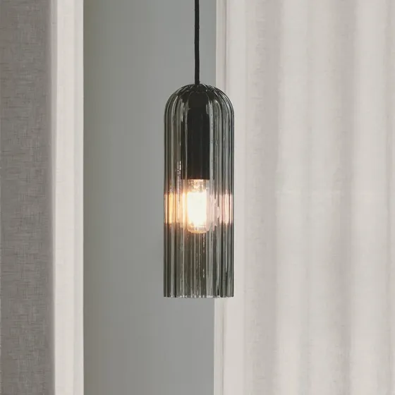 Nordlux Suspension Miella - Verre Strié Gris Fumé