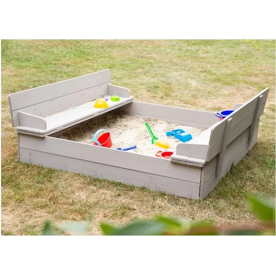 roba Bac à sable pliant bois massif gris 127×123,5×21,5 cm