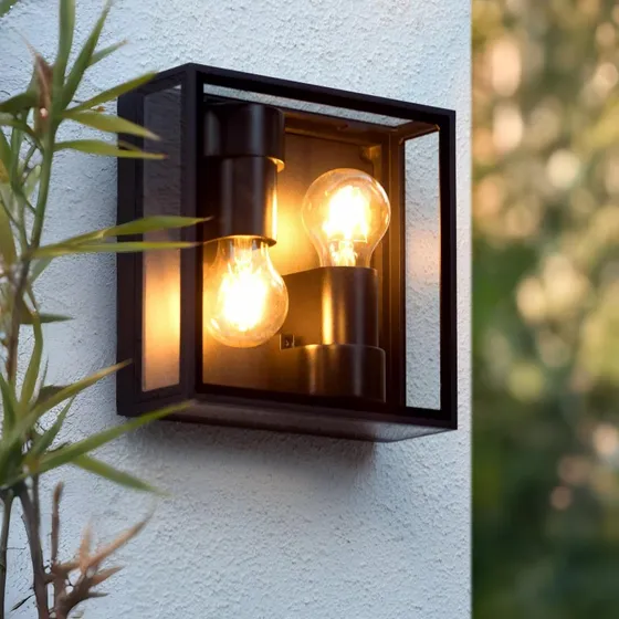 Lucide Applique d'extérieur Dukan IP65, 2 lampes, Noir, Aluminium