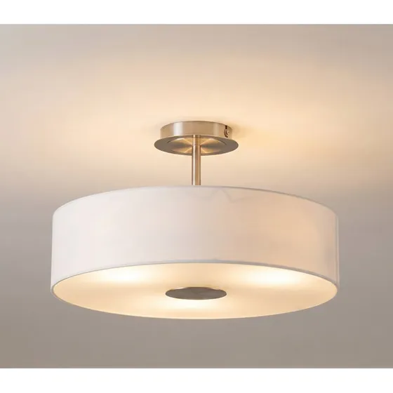 Plafonnier Lindby Josia, Tissu Blanc, Ø 47 cm, E27