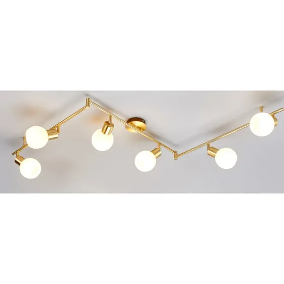 Plafonnier Lindby ELAINA Doré et Verre Opale - 6 Lampes