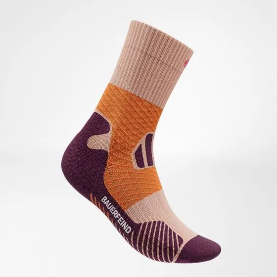 Bauerfeind Chaussettes Trail Run Mid Cut Femme - Orange