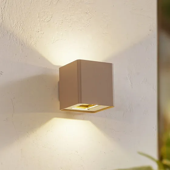 Lucande Aaron Applique d'extérieur LED Beige - Éclairage Up/Down