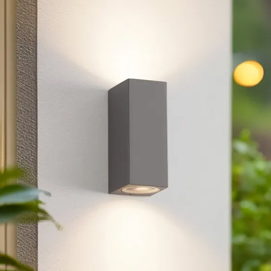 Applique extérieure Lucande Xava, dimmable, gris, Aluminium