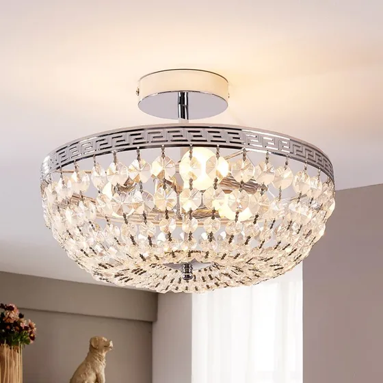 Lindby Plafonnier Mondrian en Cristal et Chrome, 35 cm