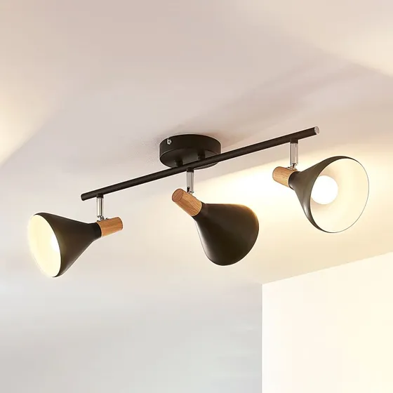 Lindby Plafonnier Arina Noir 53 cm - 3 Lampes E14
