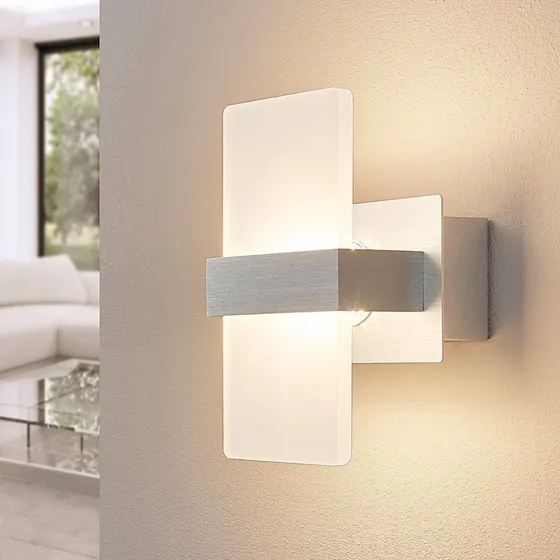 Applique murale LED Lindby Yorick, Blanc et Aluminium Brossé