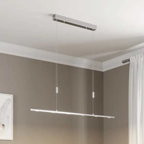 Suspension LED Lucande Arnik 120 cm, Nickel Mat, Dimmable
