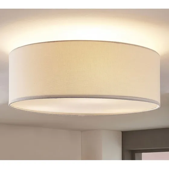 Lindby Plafonnier Mariat Blanc en Lin, Ø 45 cm, E27
